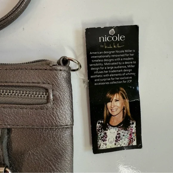 NICOLE MILLER NWT Gunmetal Grey Faux Leather Wristlet Wallet Combo NEW WITH TAGS - Picture 15 of 15